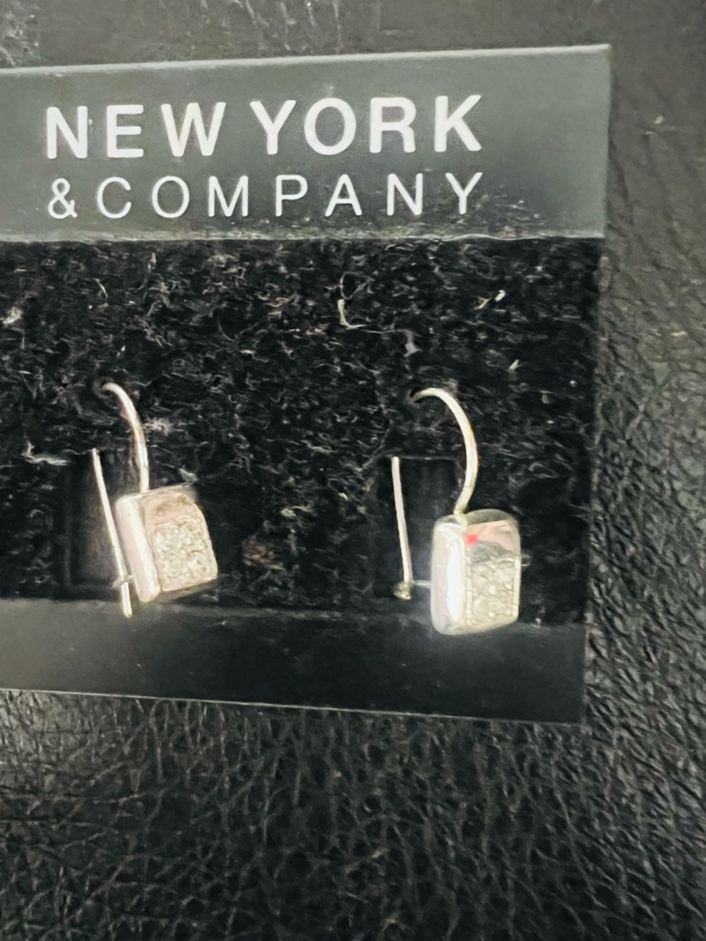 New York & Company Silver Crystal Cube Drop Earrings